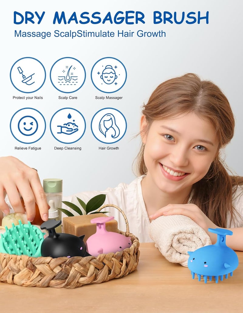 BLAAROOM Scalp Massager Hair Growth Shampoo Brush, Silicone Scalp Scrubber Shower Scalp Brush for Hair, Head Massager Scalp Exfoliator for Dandruff Removal, Wet Dry Scalp Massage Tool for Hair Care, Blue - Image 4